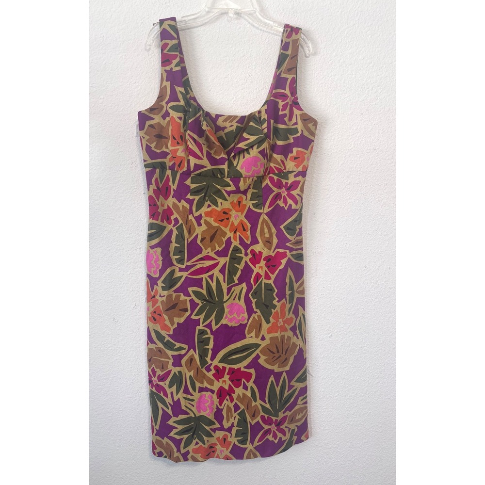 Talbots Linen Blend Dress Purple Floral Sleeveless Size 10 Resort Cruise‎ Cool